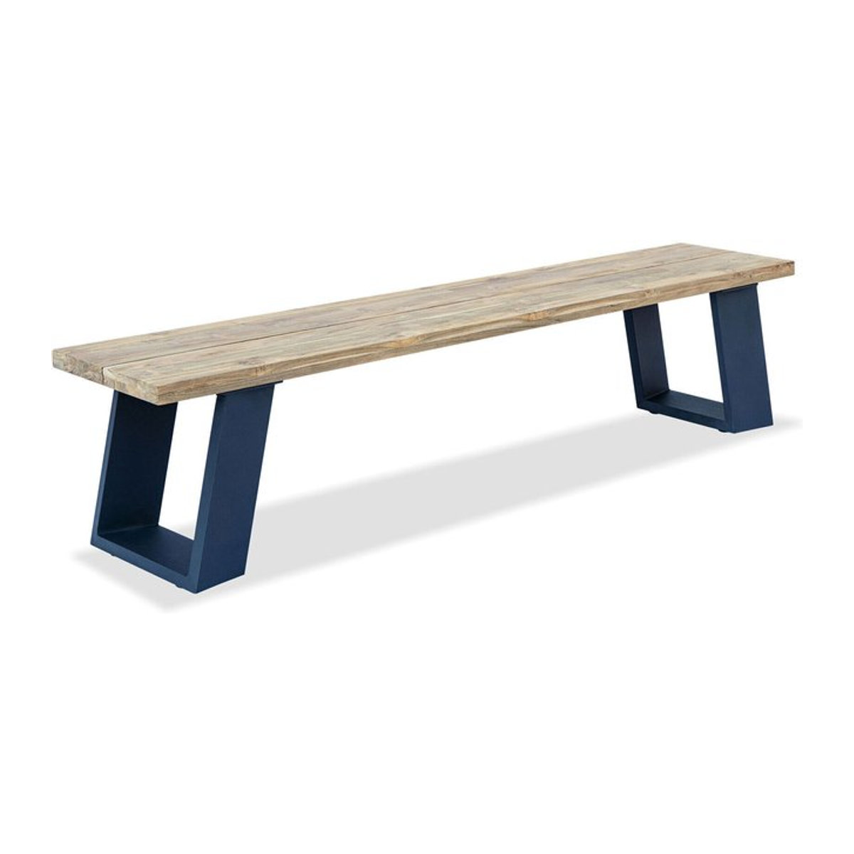 OUTFLEXX Bank aus Alu und recyceltem Teak in Dunkelgrau/Natur mit Baumkante, B/T/H: 240 x 100 x 46 cm - Bild 1