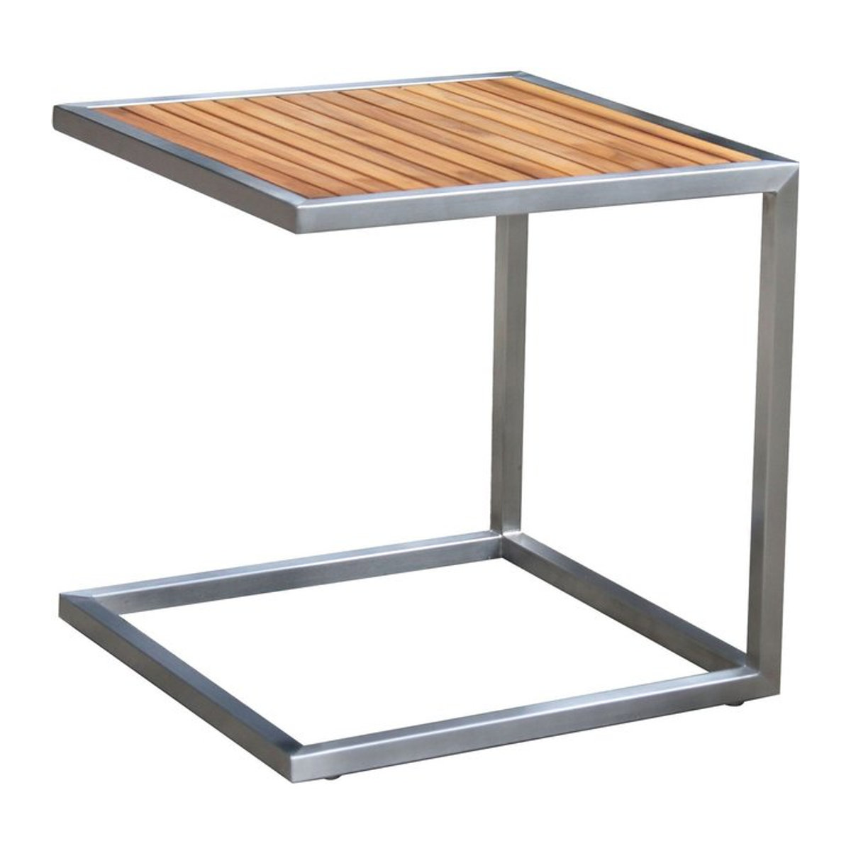 OUTFLEXX Beistelltisch aus Edelstahl und Teakholz in Silber/Natur, B/T/H: 45 x 45 x 45 cm - Bild 1