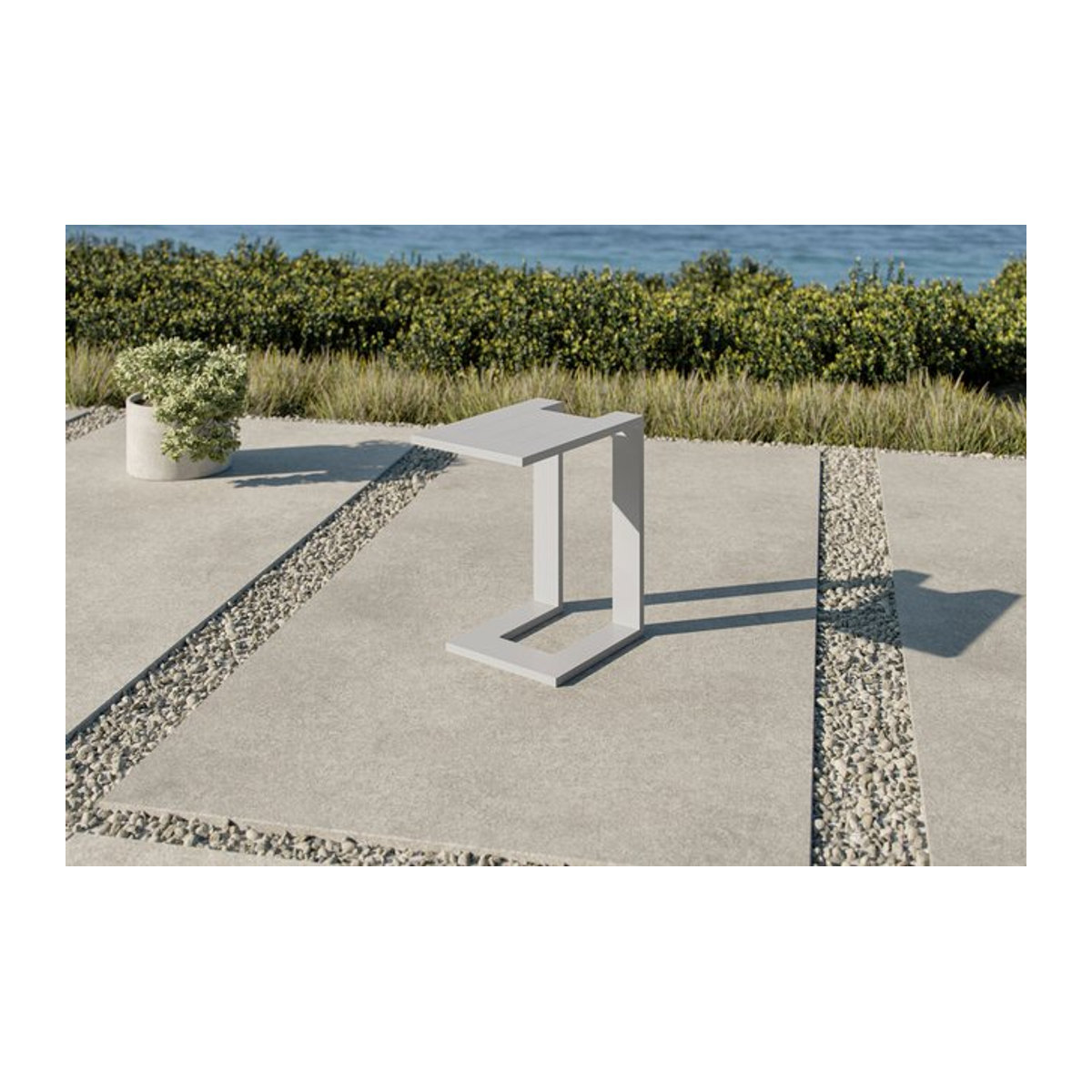OUTFLEXX Beistelltisch in U-Form aus Metall, Weiß, B: 50 cm, T: 30 cm, H: 48 cm - Bild 1