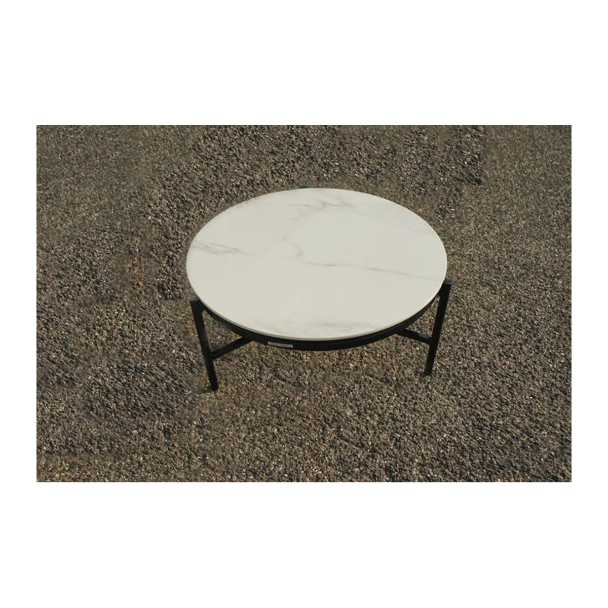 OUTFLEXX Beistelltisch in Weiß aus Alu und Glaskeramik mit einem Durchmesser von 60 cm - Bild 1