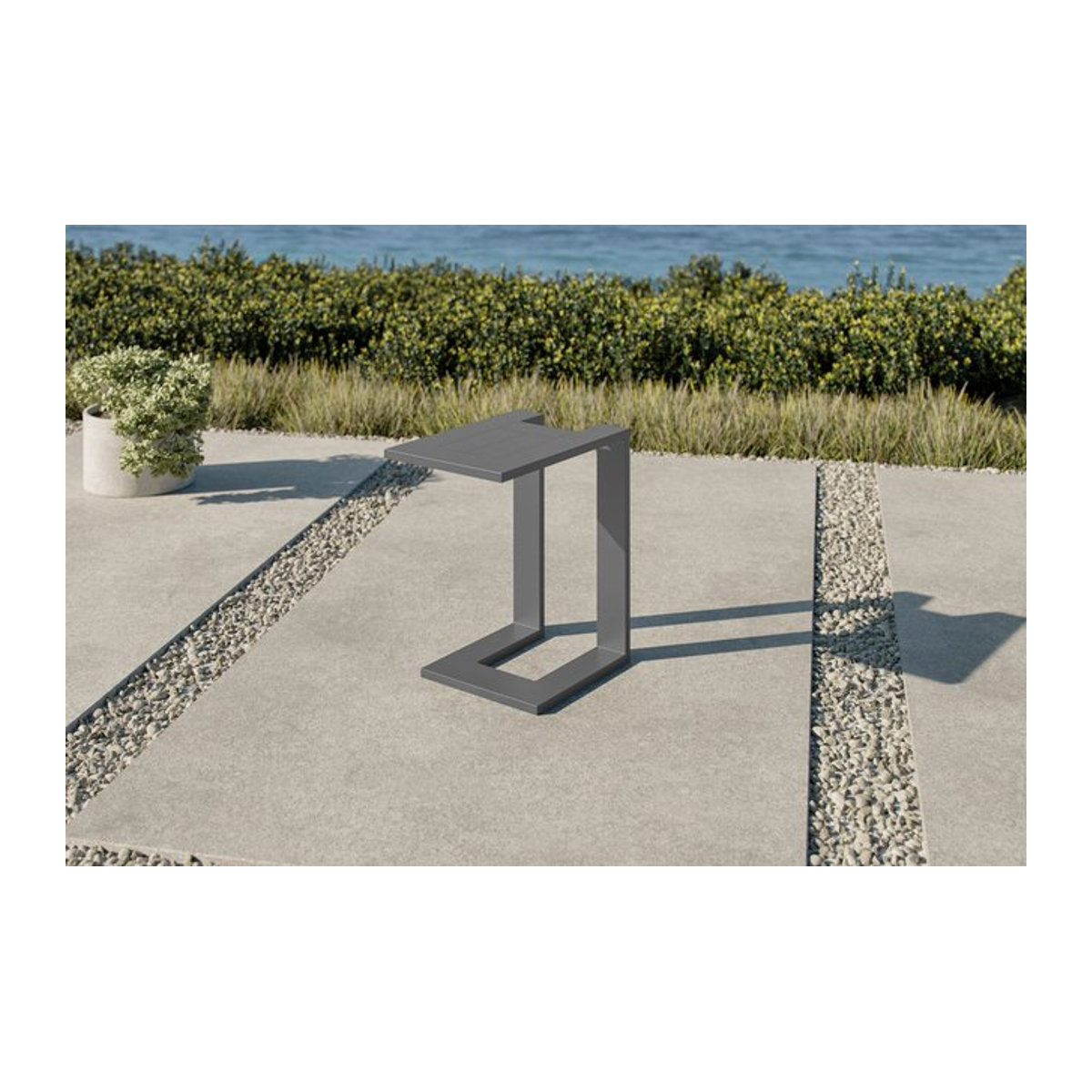 OUTFLEXX Beistelltisch U-Form aus Aluminium in Grau, wetterfest und robust, B/T: 50 x 30 cm - Bild 1