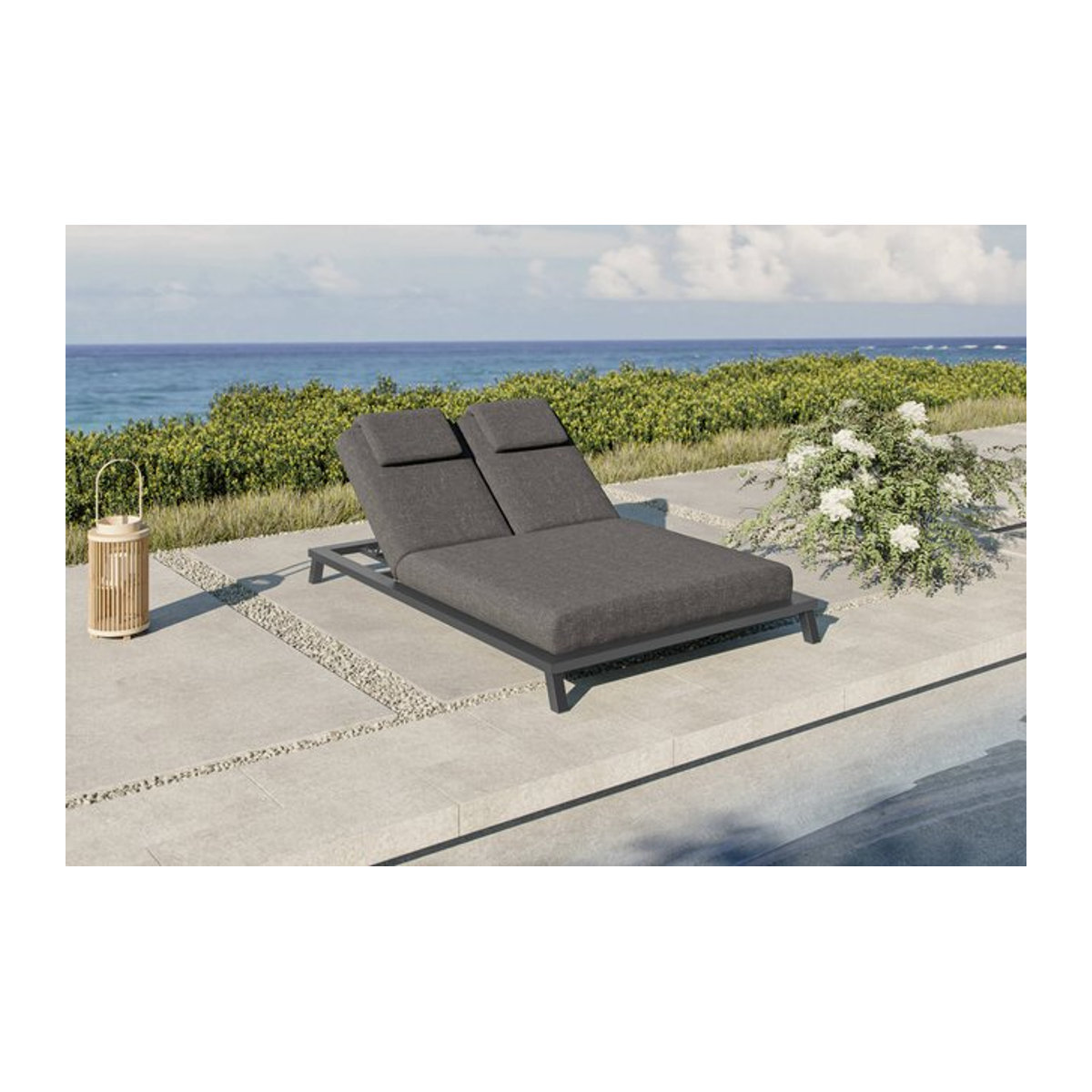 OUTFLEXX Blain Garten-Doppelliege in Dunkelgrau mit Aluminiumgestell und Quick-Dry Schaumpolstern - Bild 1