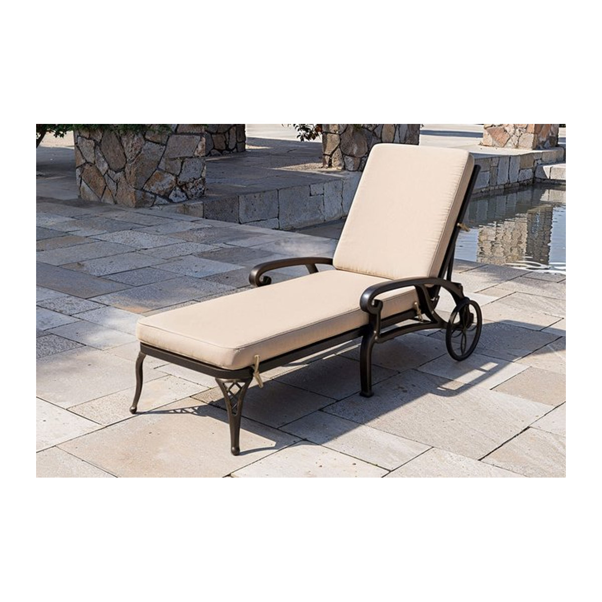 OUTFLEXX Cambridge Sonnenliege in Bronze und Khaki, 3-fach verstellbar und rollbar, inklusive Kissen, B/H: 192 x 72 cm - Bild 1