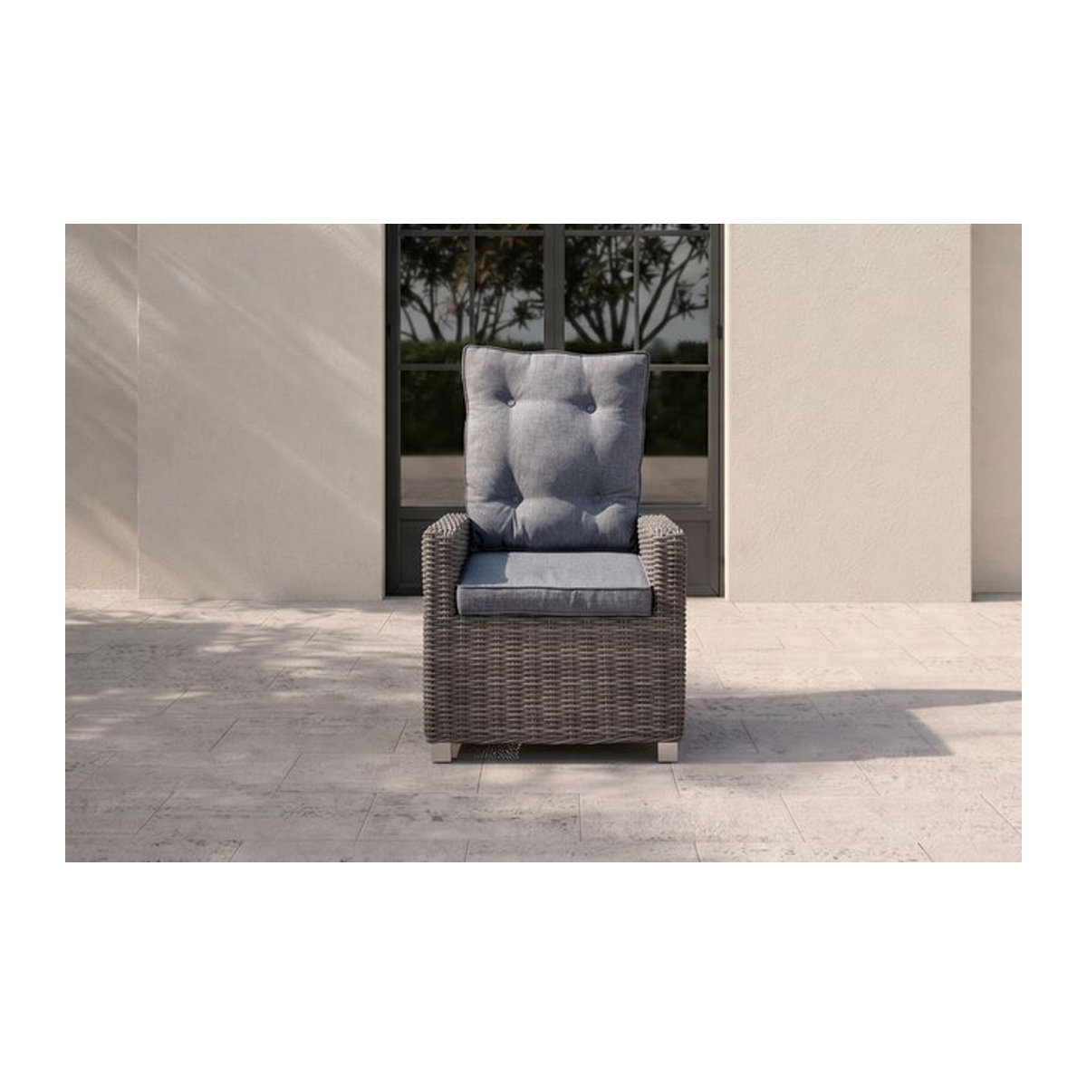 OUTFLEXX Dining Sessel aus Polyrattan in Grau mit stufenlos verstellbarer Rückenlehne, B/T/H: 74 x 83 x 110 cm - Bild 1