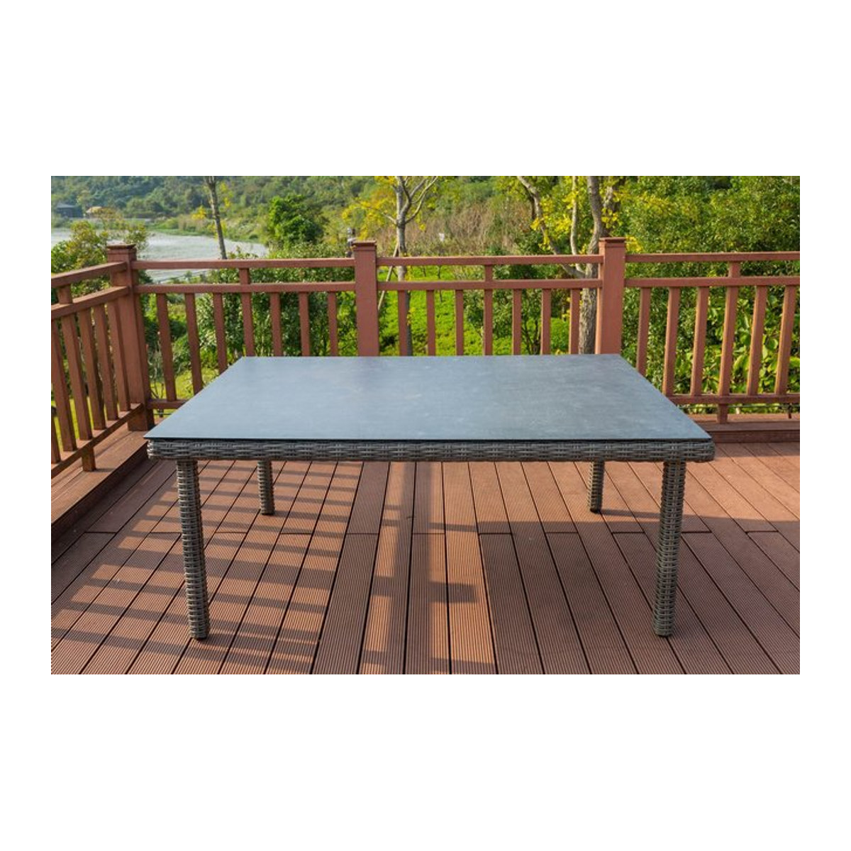 OUTFLEXX Dining Tisch aus Polyrattan in Grau mit Spraystone Tischplatte, B: 180 cm, T: 120 cm - Bild 1