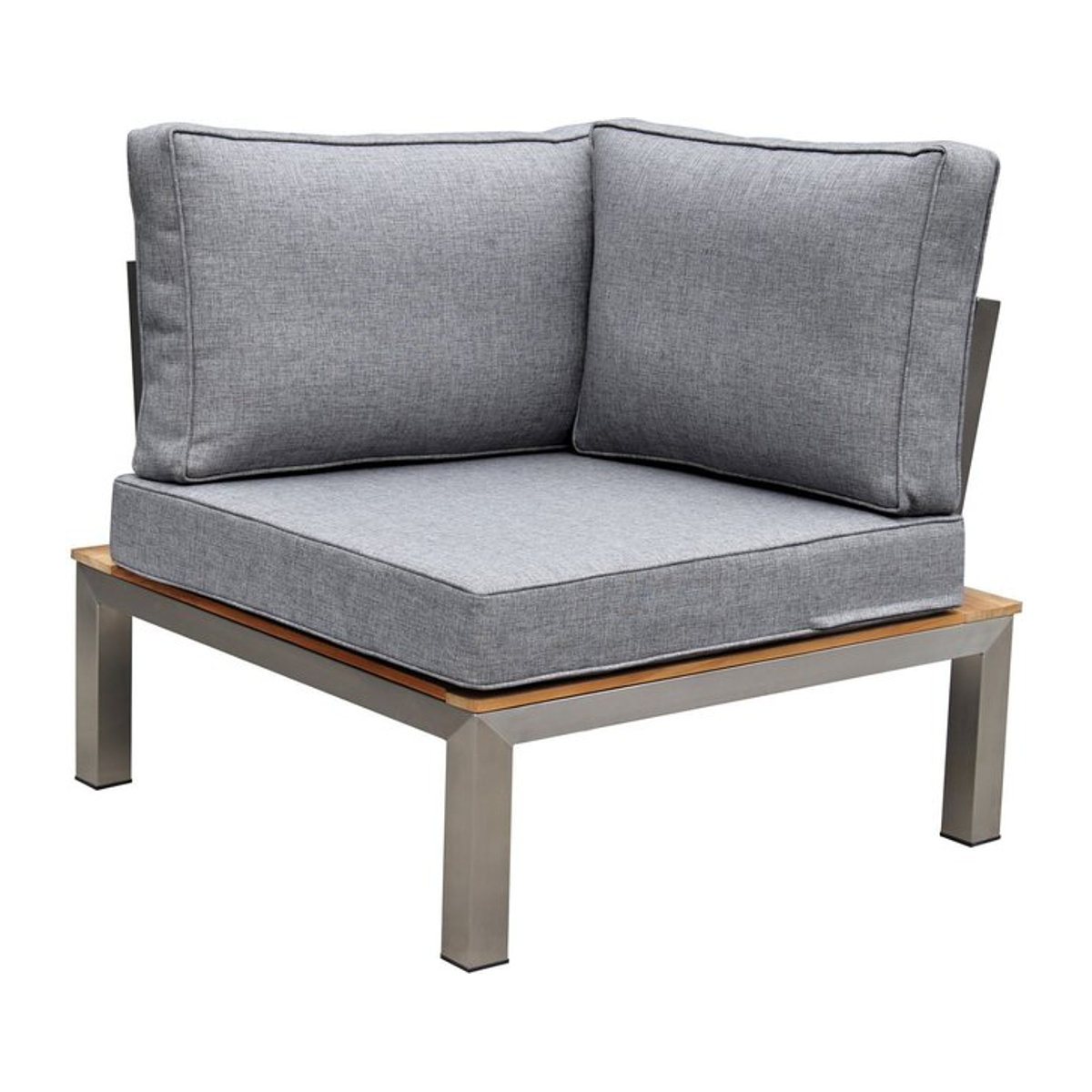 OUTFLEXX Eckelement Modern in Silber/Grau aus Edelstahl, Teakholz und Textil, B/T/H: 79 x 79 x 64 cm - Bild 1