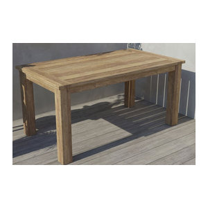 OUTFLEXX Esstisch aus recyceltem Teak-Massivholz in Natur, rechteckig, B/T/H: 160 x 90 x 77 cm