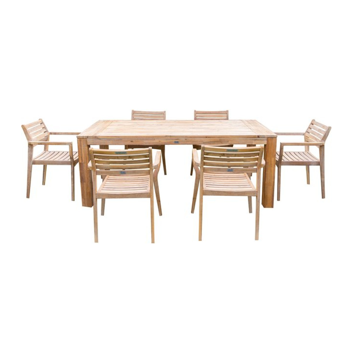 OUTFLEXX Garten-Essgruppe aus Akazie in Natur, Tisch für 6 Personen, B: 200 cm, T: 100 cm - Bild 1