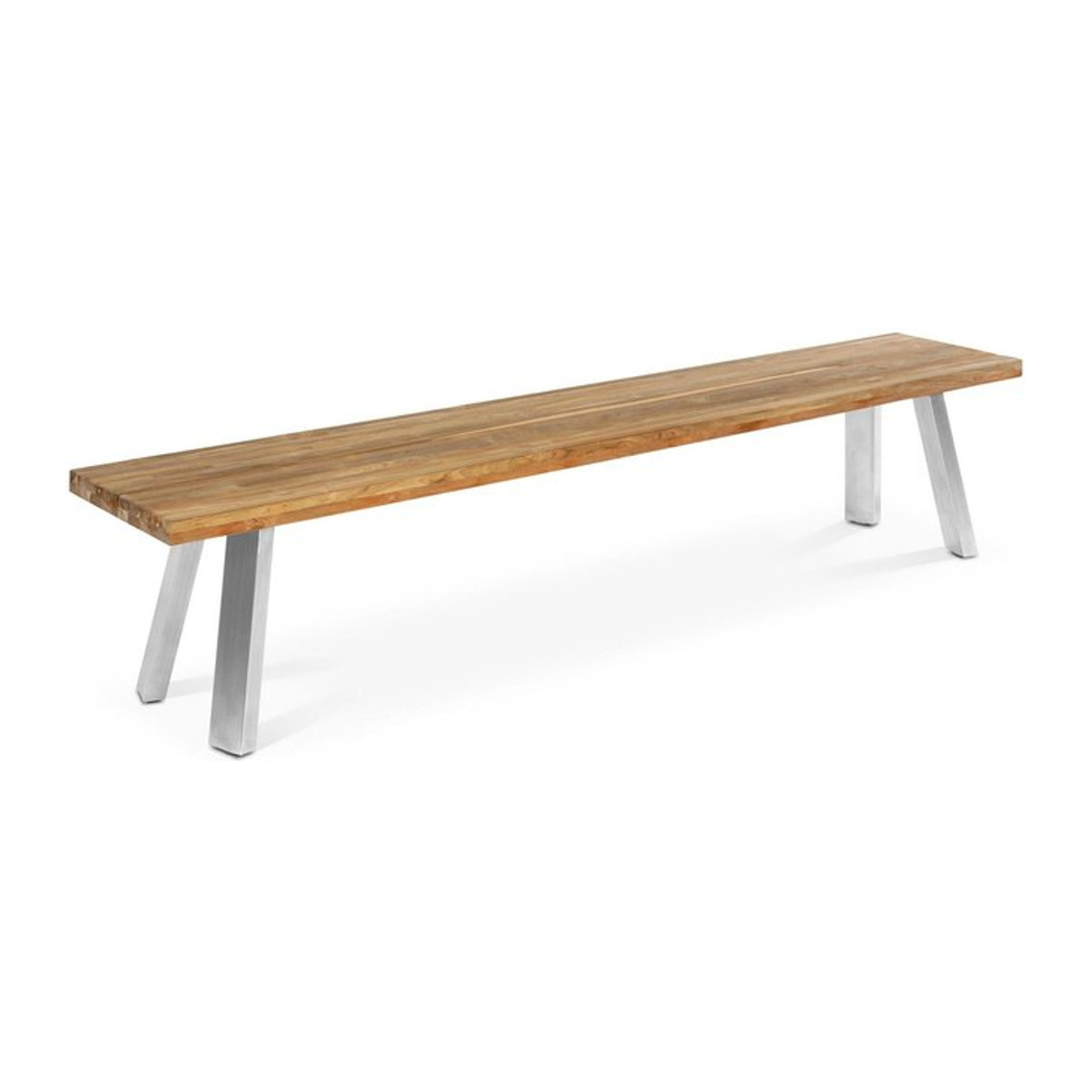 OUTFLEXX Gartenbank aus Edelstahl und recyceltem Teak in Braun und Silber, rustikal gebürstet, B/T/H: 160 x 40 x 45 cm - Bild 1
