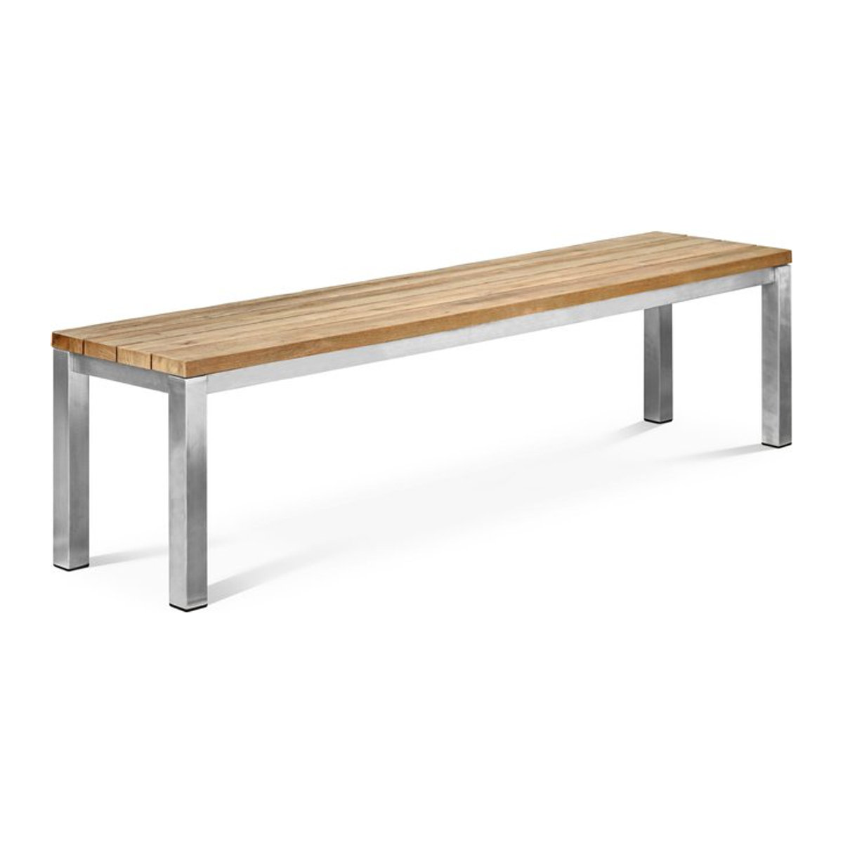 OUTFLEXX Gartenbank aus Edelstahl und recyceltem Teak in Grau und Braun, rustikal gebürstet, B/T/H: 160 x 40 x 45 cm - Bild 1
