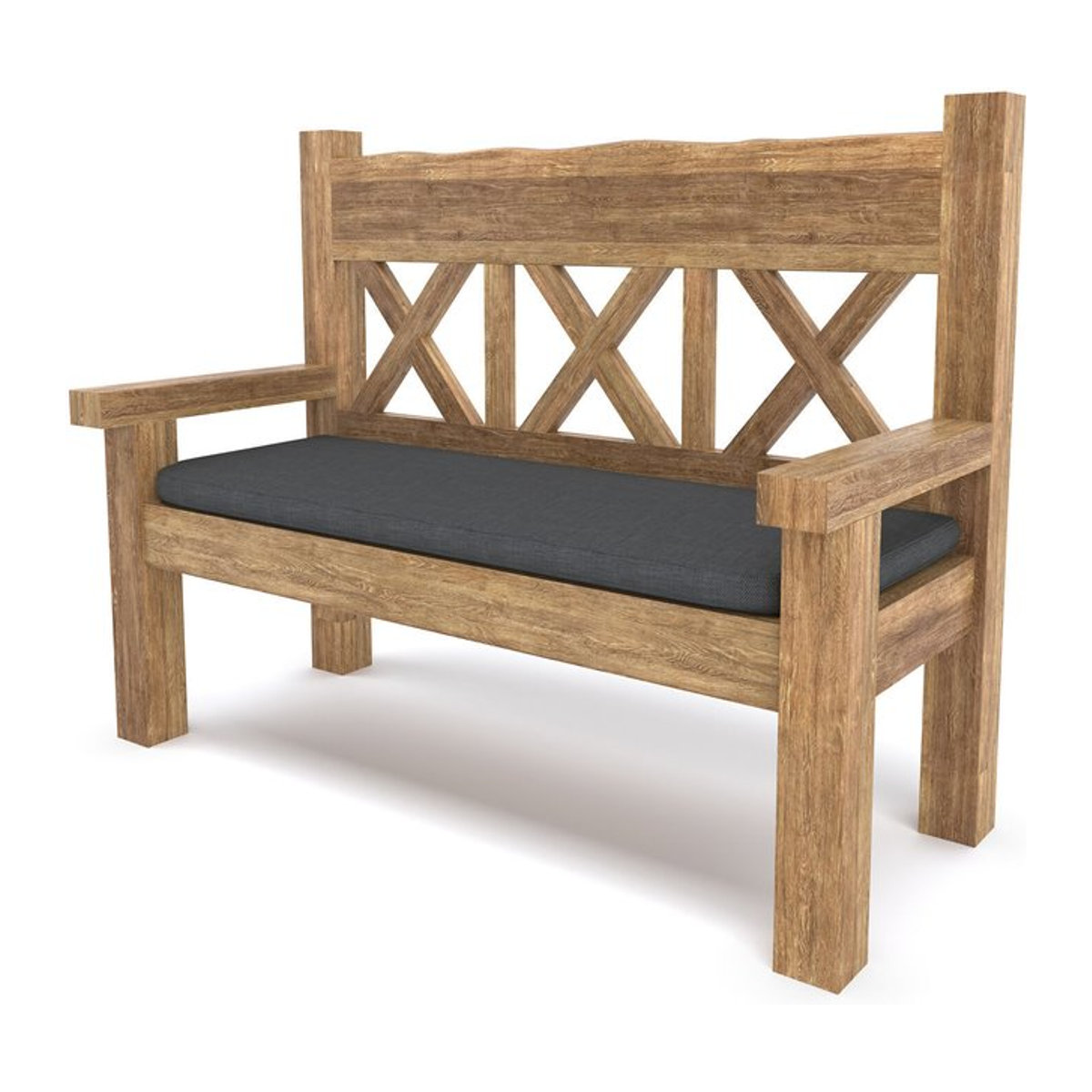 OUTFLEXX Gartenbank aus recyceltem Teakholz in Natur mit Rücken- und Armlehnen, Braun, B: 160 cm, T: 73 cm, H: 54 cm - Bild 1