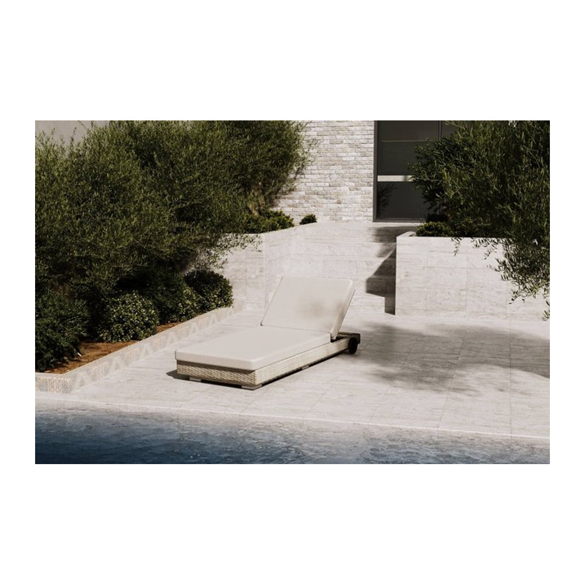OUTFLEXX Gartenliege in Beige aus Polyrattan und Aluminium mit inklusivem Kissen und abnehmbaren Bezügen, B/H: 200 x 70 cm - Bild 1