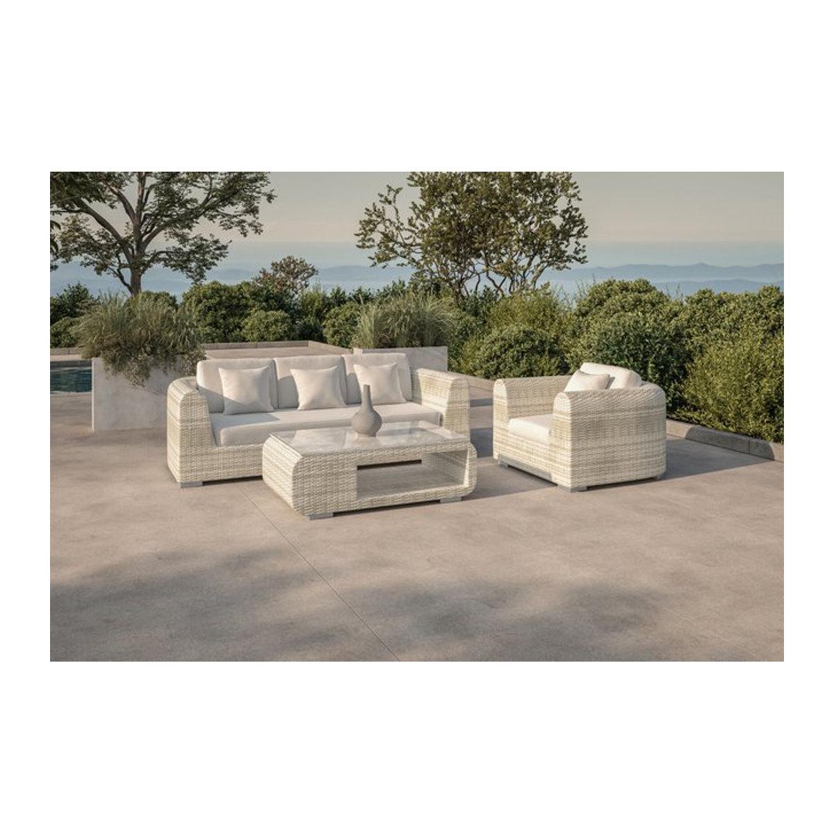 OUTFLEXX Gartenlounge für 4 Personen aus Polyrattan und Metall in Beige-meliert mit modernem Design - Bild 1