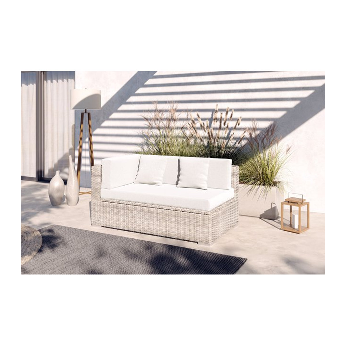 OUTFLEXX Gartensofa 2-Sitzer aus Polyrattan in Desert-Beige mit Kissenboxfunktion und abnehmbarem Bezug - Bild 1