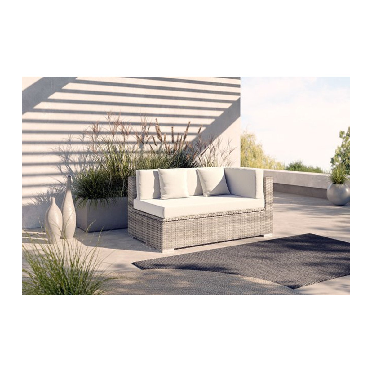 OUTFLEXX Gartensofa 2-Sitzer in Desert-Beige mit Kissenboxfunktion aus Aluminium und Polyrattan - Bild 1