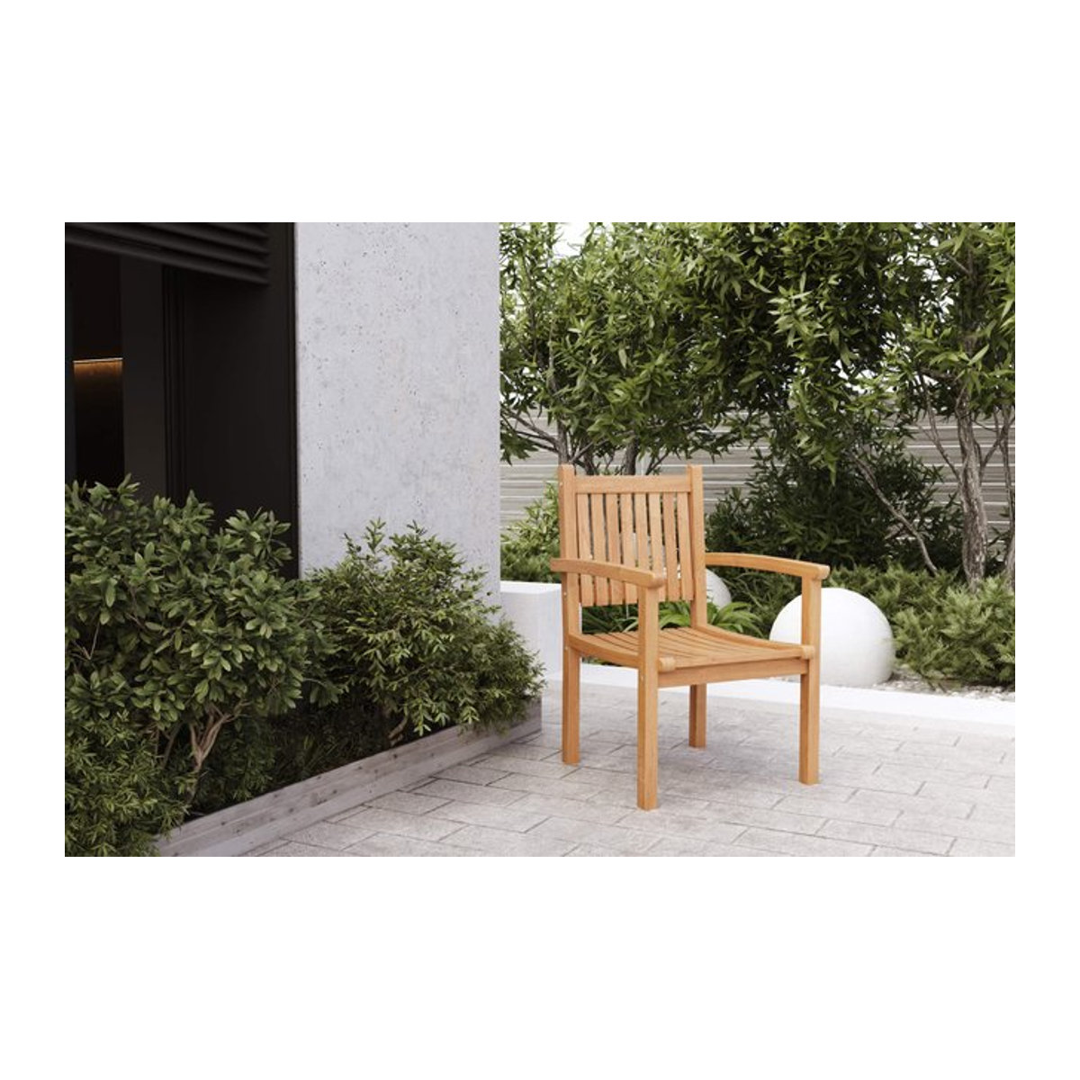 OUTFLEXX Gartenstuhl aus Akazie in Natur mit Armlehnen, B/T/H: 59 x 62 x 92,5 cm - Bild 1