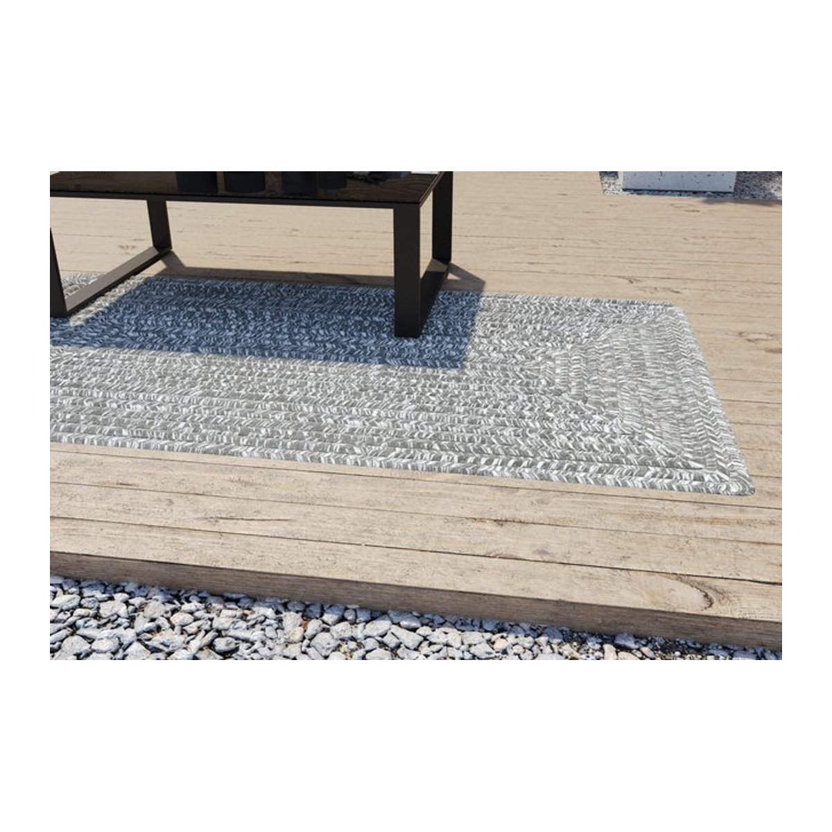 OUTFLEXX Harmony Outdoor Teppich Aluminium-White in Weiß und Grau aus recyceltem Polyester, B/T: 90 x 160 cm - Bild 1