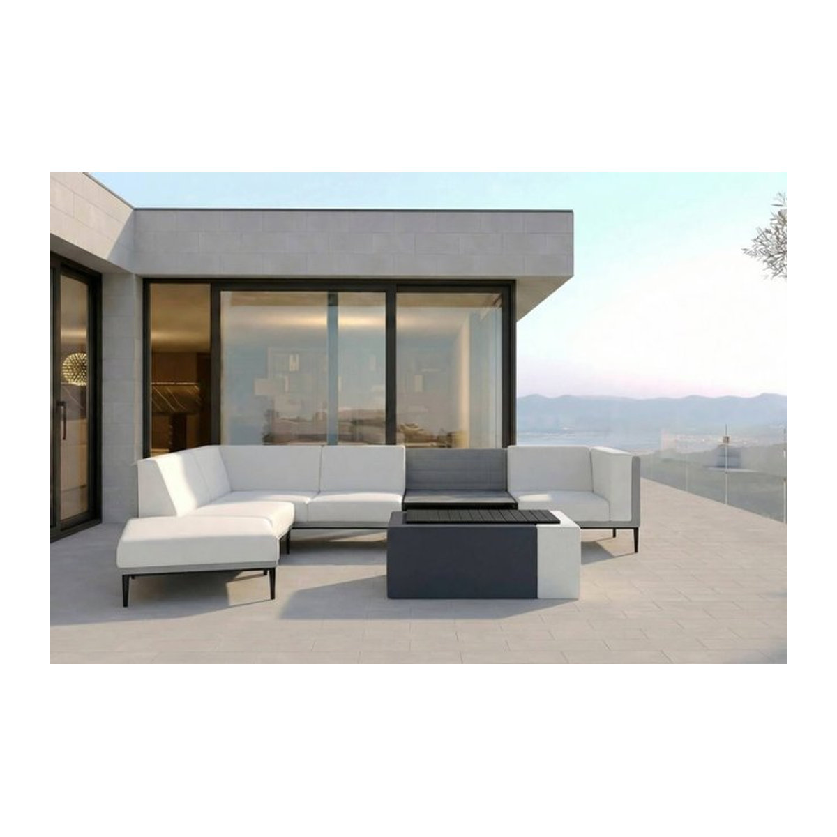 OUTFLEXX Jewel Gartenlounge für 5-6 Personen aus Aluminium und Polyester in Anthrazit und Grau inklusive Beistelltisch - Bild 1