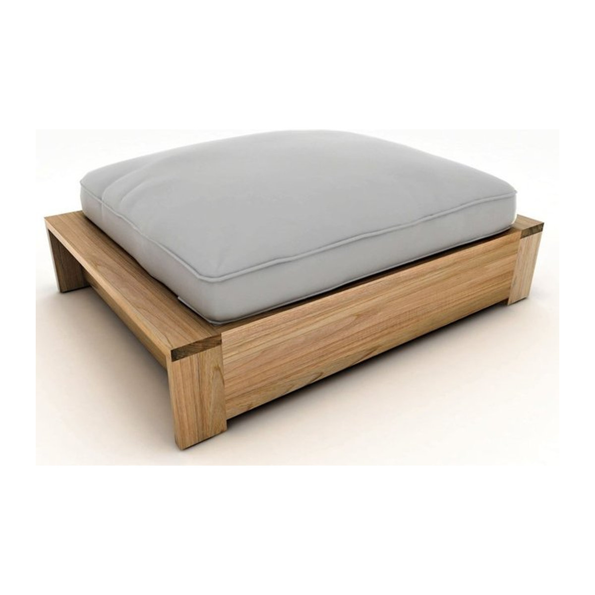 OUTFLEXX Kassel Loungehocker aus recyceltem Teakholz mit Olefin-Polster in Grau-Braun und Natur - Bild 1
