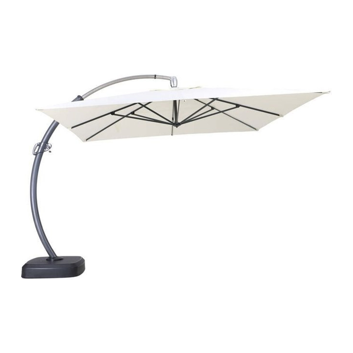 OUTFLEXX Luxus Ampelschirm in Anthrazit/Creme aus Edelstahl und Aluminium mit Schirmständer und Schutzhülle, B/T/H: 350 x 350 cm - Bild 1