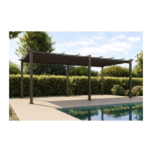 OUTFLEXX Pergola Modern aus Aluminium und Polyester, Anthrazit, B: 600 cm, T: 300 cm, H: 225 cm