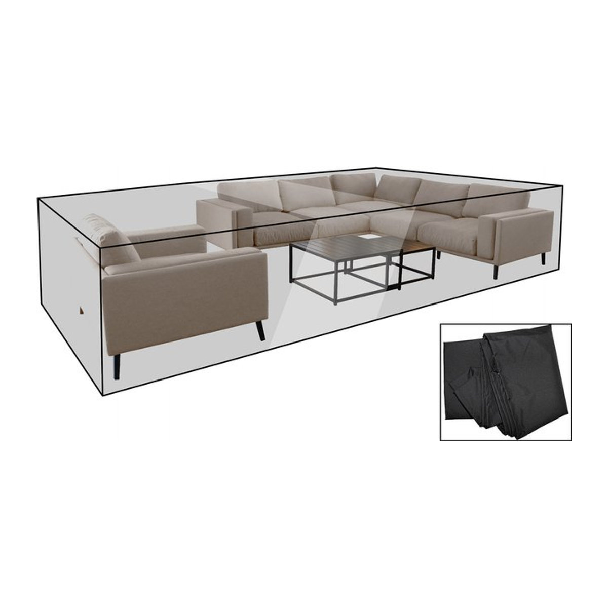 OUTFLEXX Premium Abdeckhaube für Gartenlounge, Schwarz, B/T/H: 397 x 373 x 56 cm, wasserbeständig - Bild 1