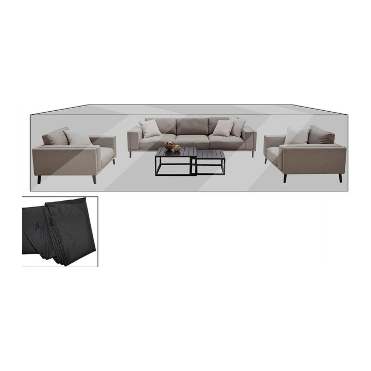 OUTFLEXX Premium Abdeckhaube für Lounge in Schwarz, B/T/H: 470 x 224 x 55 cm, wasserbeständig - Bild 1