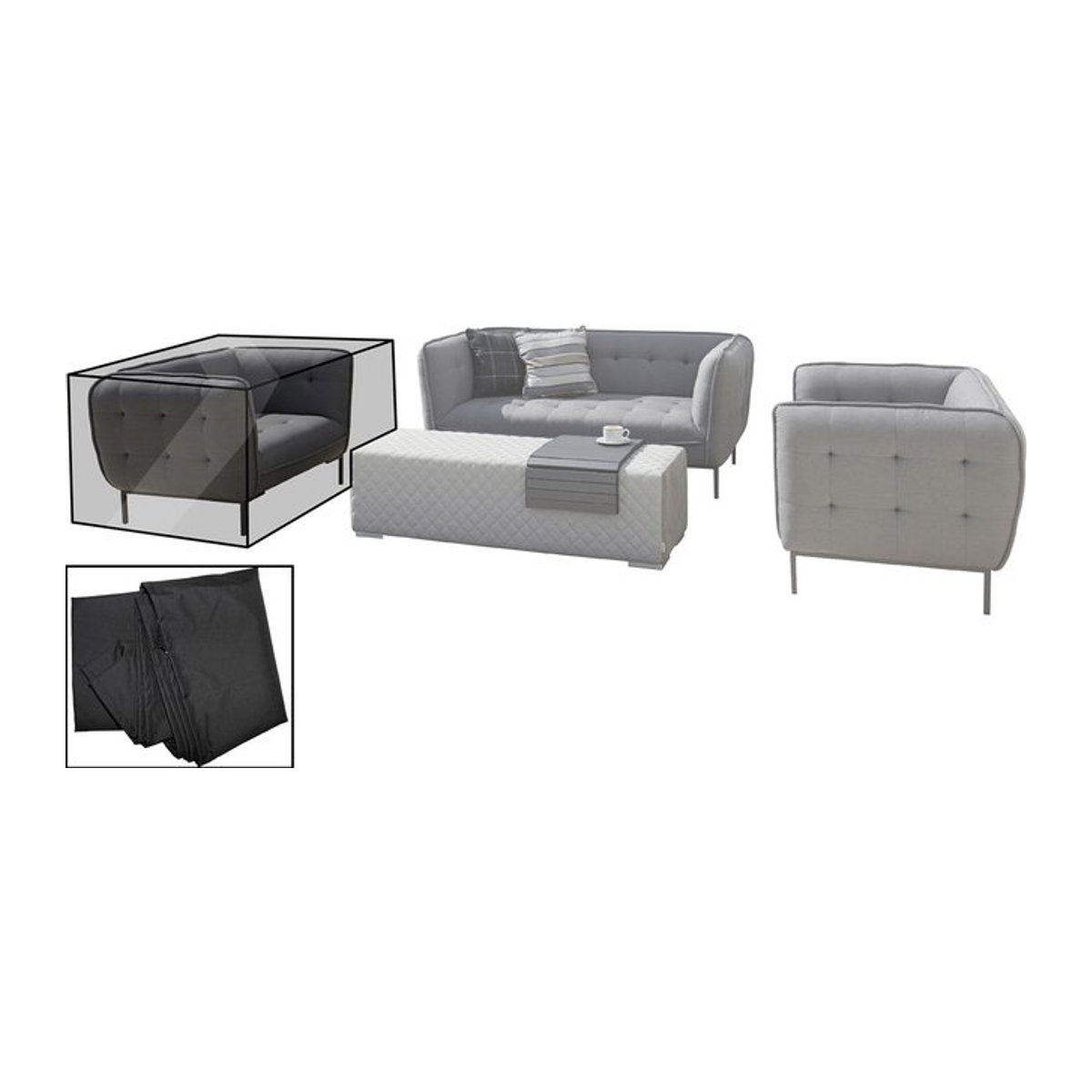 OUTFLEXX Premium Abdeckhaube für Sessel in Schwarz, B/T/H: 103 x 90 x 75 cm, wasserbeständig - Bild 1