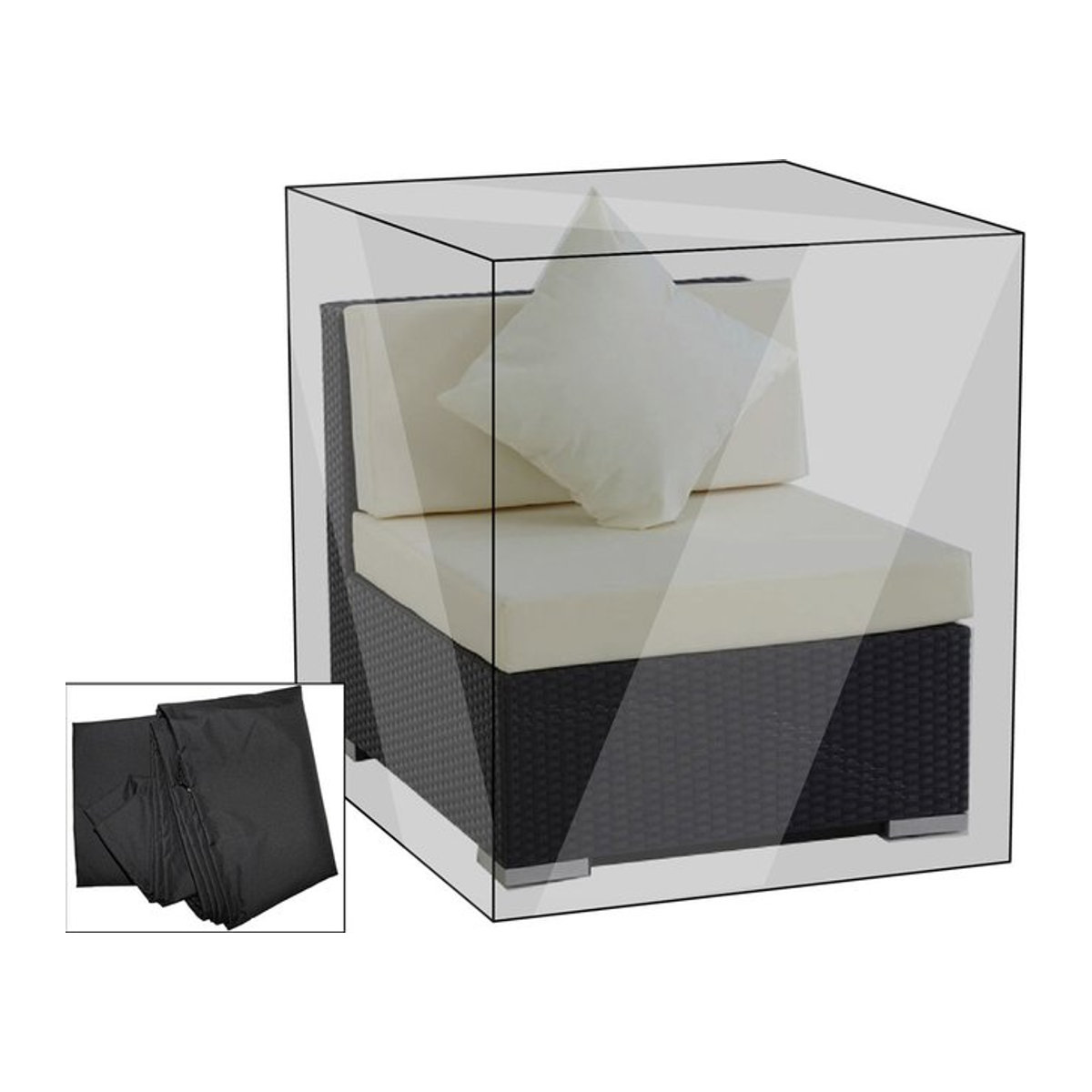 OUTFLEXX Premium Abdeckhaube passend für theBox Mittelelement, schwarz, B/T/H: 72 x 87 x 68 cm - Bild 1