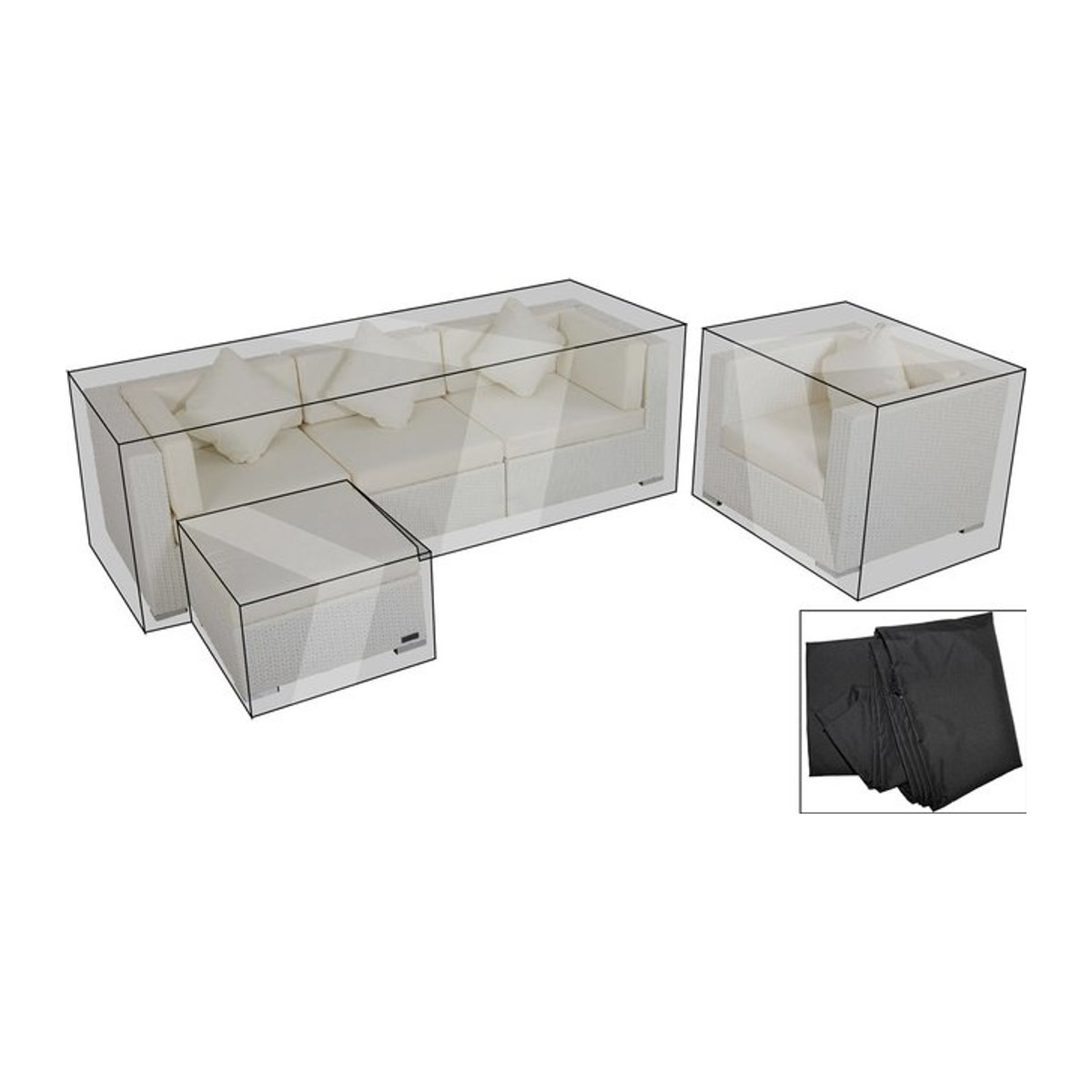 OUTFLEXX Premium Abdeckhauben-Set für Lounge theBox, Schwarz, wasserbeständig, passend für Versionen ab 2015 - Bild 1