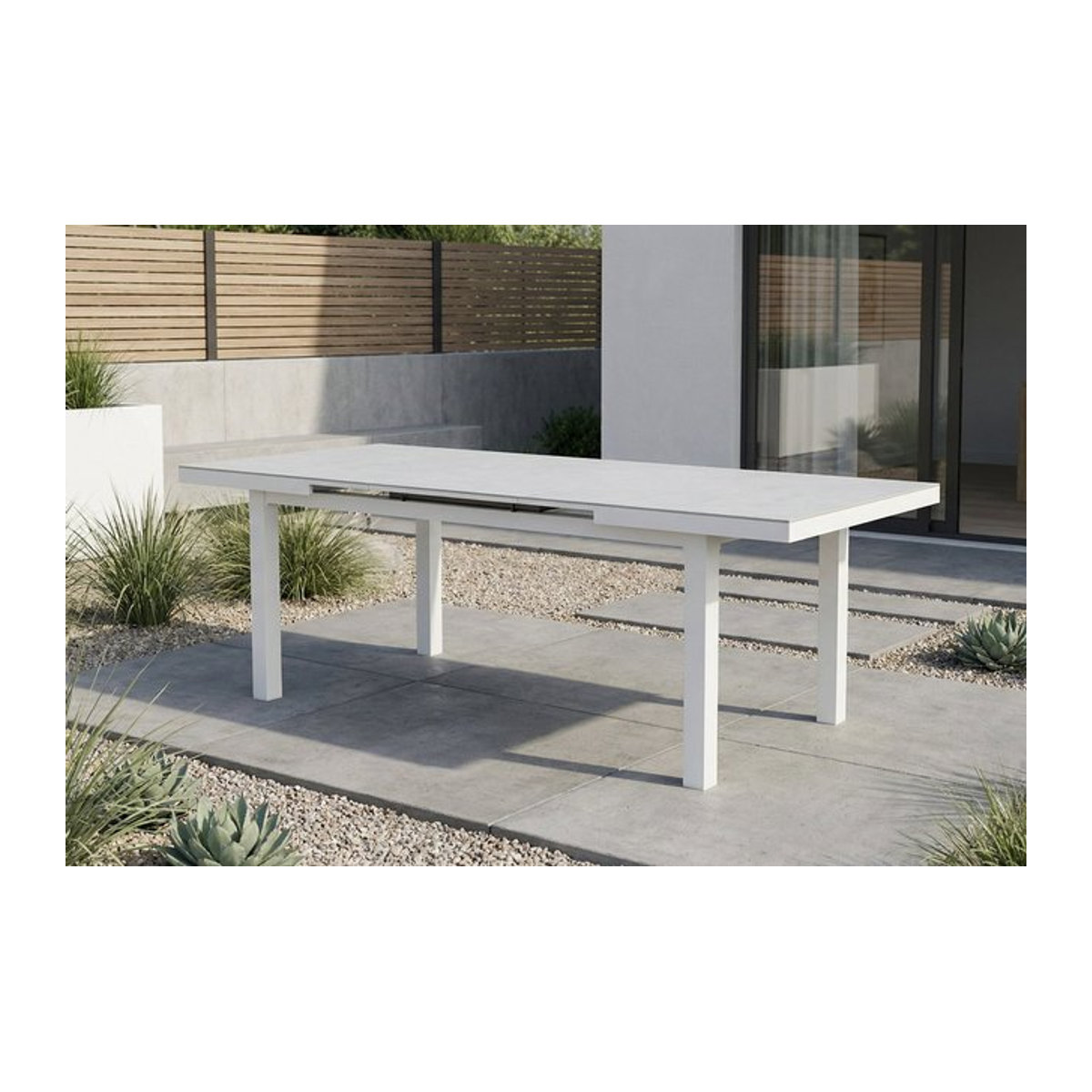 OUTFLEXX Premium Ausziehtisch in Weiß aus Glas und Metall, B/T: 180 bis 240 x 100 cm - Bild 1