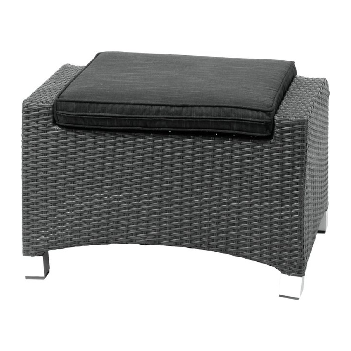 OUTFLEXX Rocking Hocker aus Polyrattan mit Polster in Grau und Braun-meliert, B: 71 cm, T: 45 cm, H: 56 cm - Bild 1