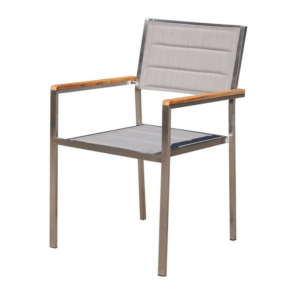 OUTFLEXX Stuhl in Silber mit Armlehnen aus Teakholz, Edelstahl und Textilene, gepolstert, B/T/H: 62 x 56,5 x 86 cm - Bild 1