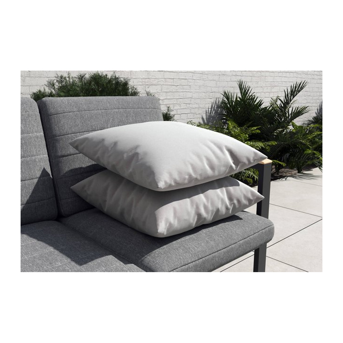 OUTFLEXX Tampere Dekokissen 2er-Set in Beige und Weiß, B/B: 45 x 45 cm - Bild 1