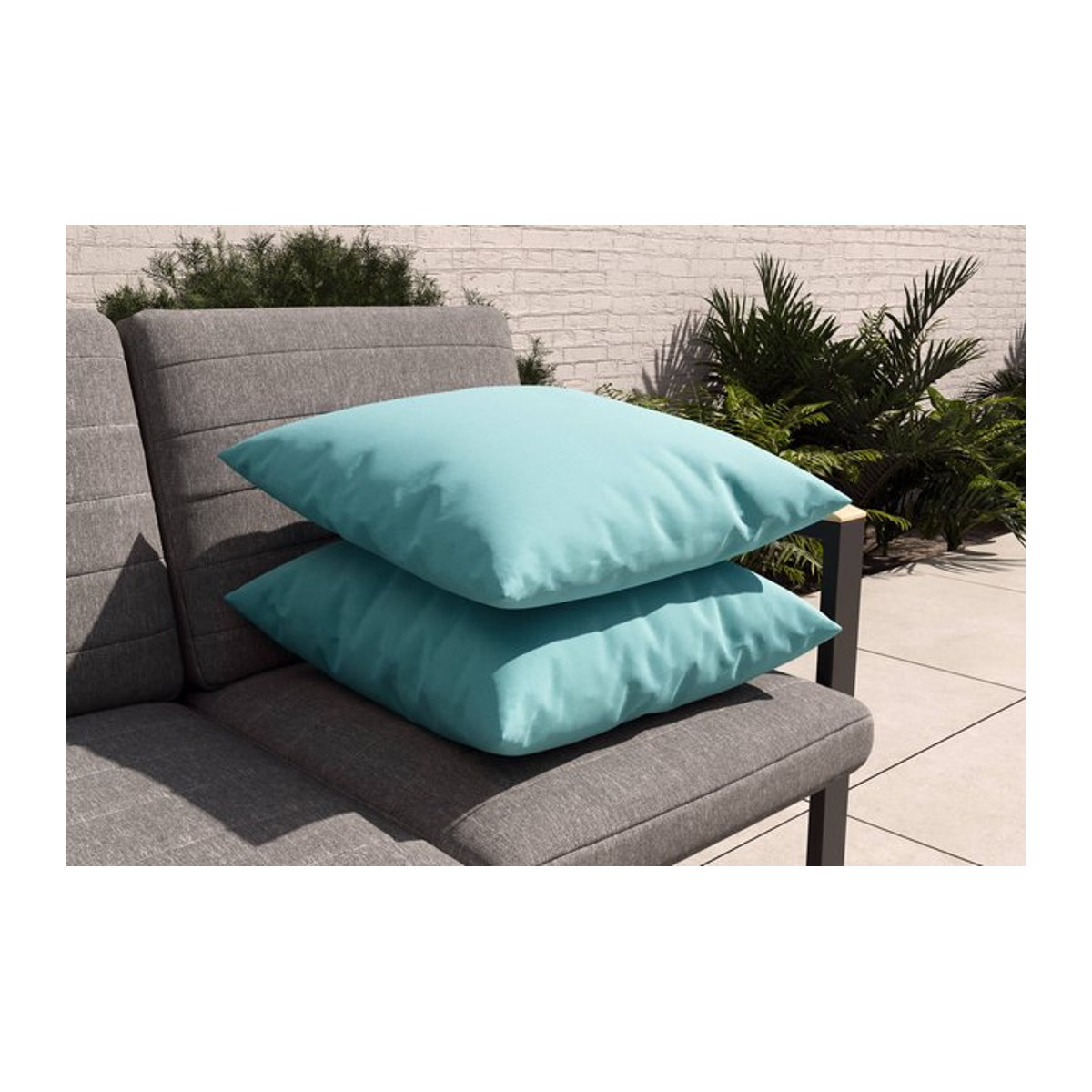 OUTFLEXX Tampere Dekokissen 2er-Set in Türkis, 45 x 45 cm - Bild 1
