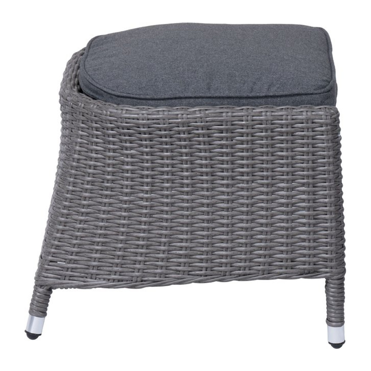 OUTFLEXX Vigo Fußhocker aus Polyrattan mit Polster in Grau, B/T/H: 56 x 54 x 40 cm - Bild 1