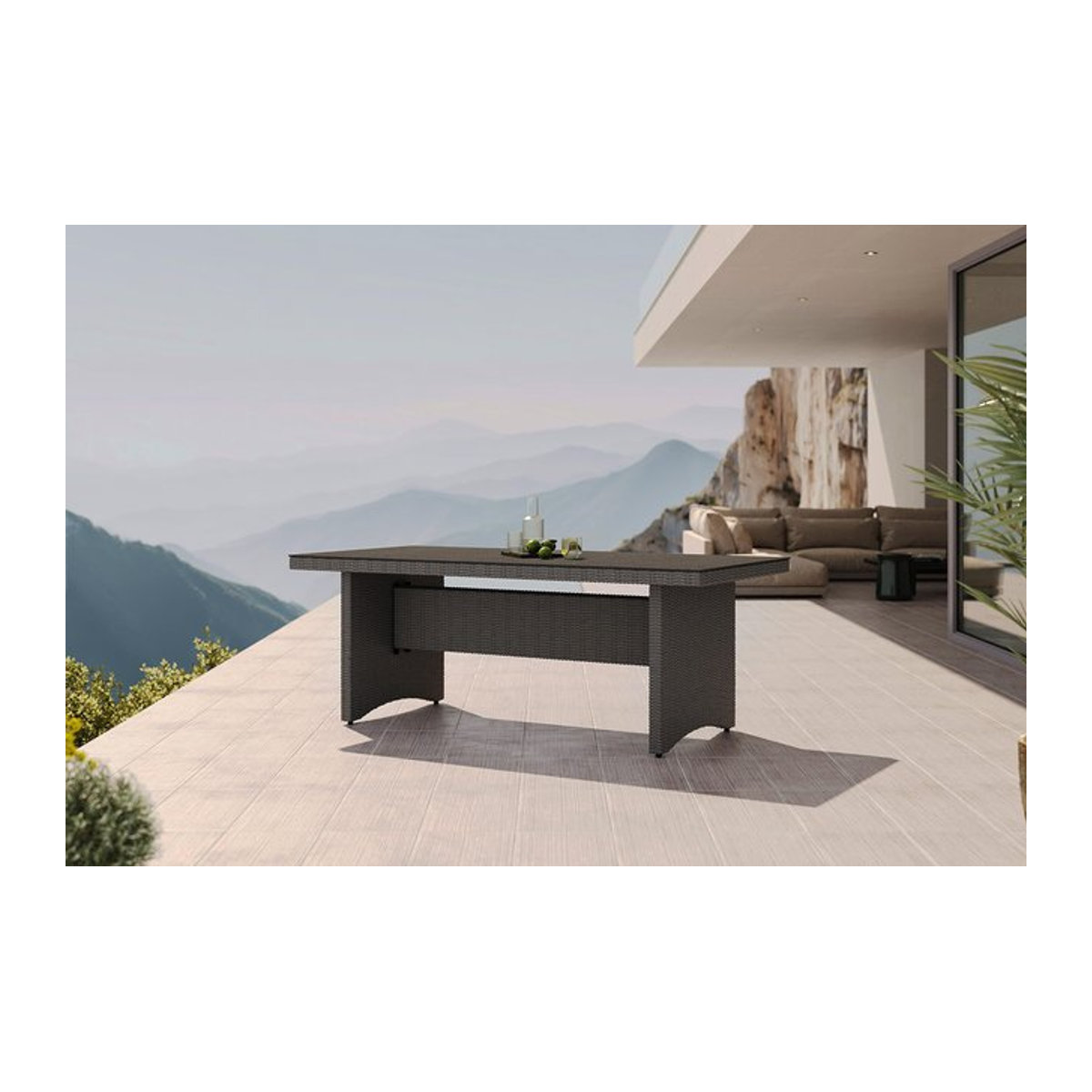 OUTFLEXX Vigo Gartentisch aus Aluminium, Polyrattan und Glas in Anthrazit und Schwarz, B/T: 200 x 95 cm - Bild 1