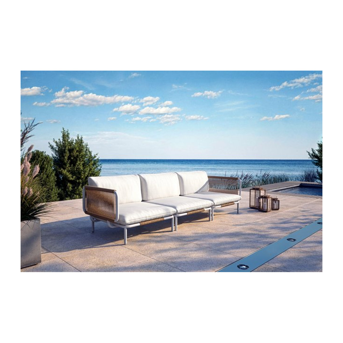 OUTFLEXX Visby Gartenlounge 3-teilig in Creme/Weiß aus Alu und Stahl mit Polstern und abnehmbaren Bezügen - Bild 1