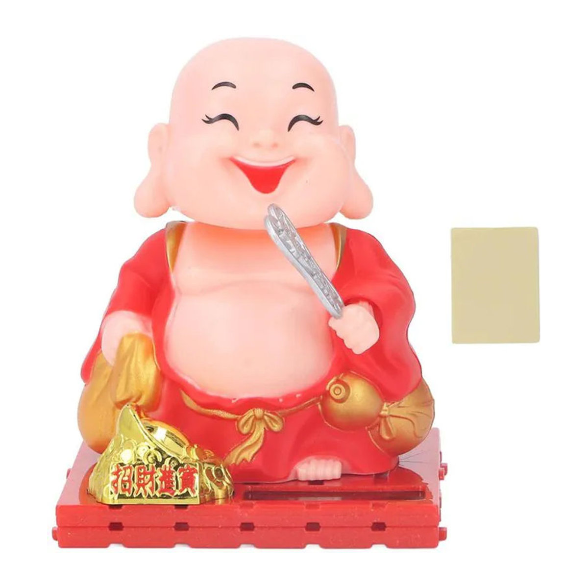 OutsideWorld Buddha Statue mit Solarenergie als orientalische Dekoration für Zuhause und Auto in Rot - Bild 1