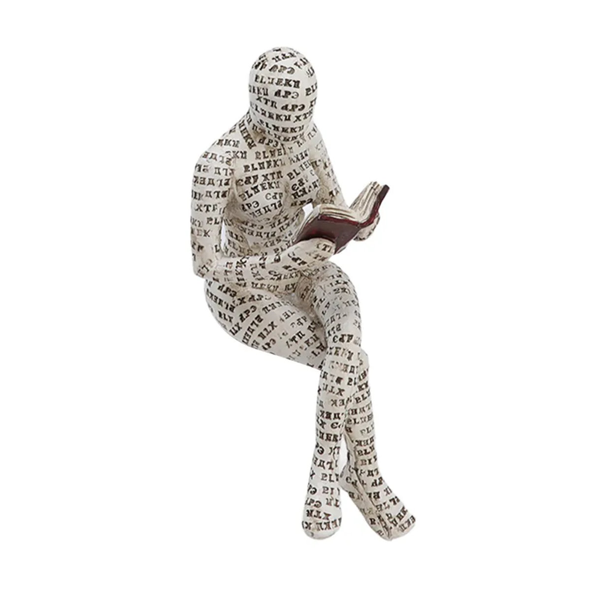 OutsideWorld Lesende Frau Figur aus Kunstharz und Zellstoff in Weiß als minimalistisches Bücherregal-Ornament - Bild 1