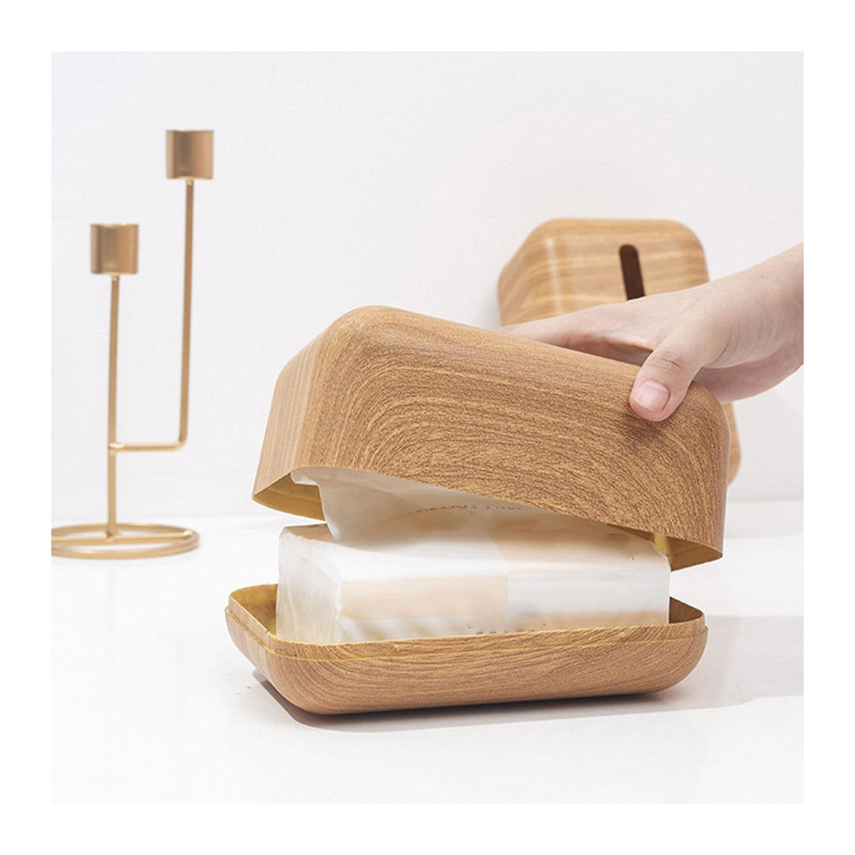 OutsideWorld Taschentuchbox in Holzoptik, rechteckig, braun - Bild 7