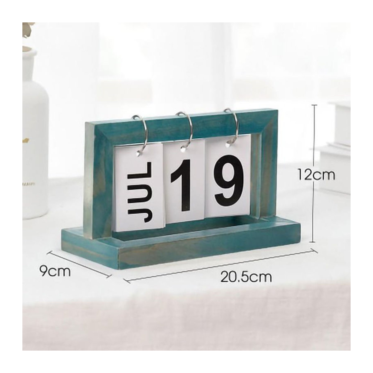 OutsideWorld Tischkalender aus Holz mit wechselbaren Blättern in Blau, minimalistisches Design, stehend - Bild 1