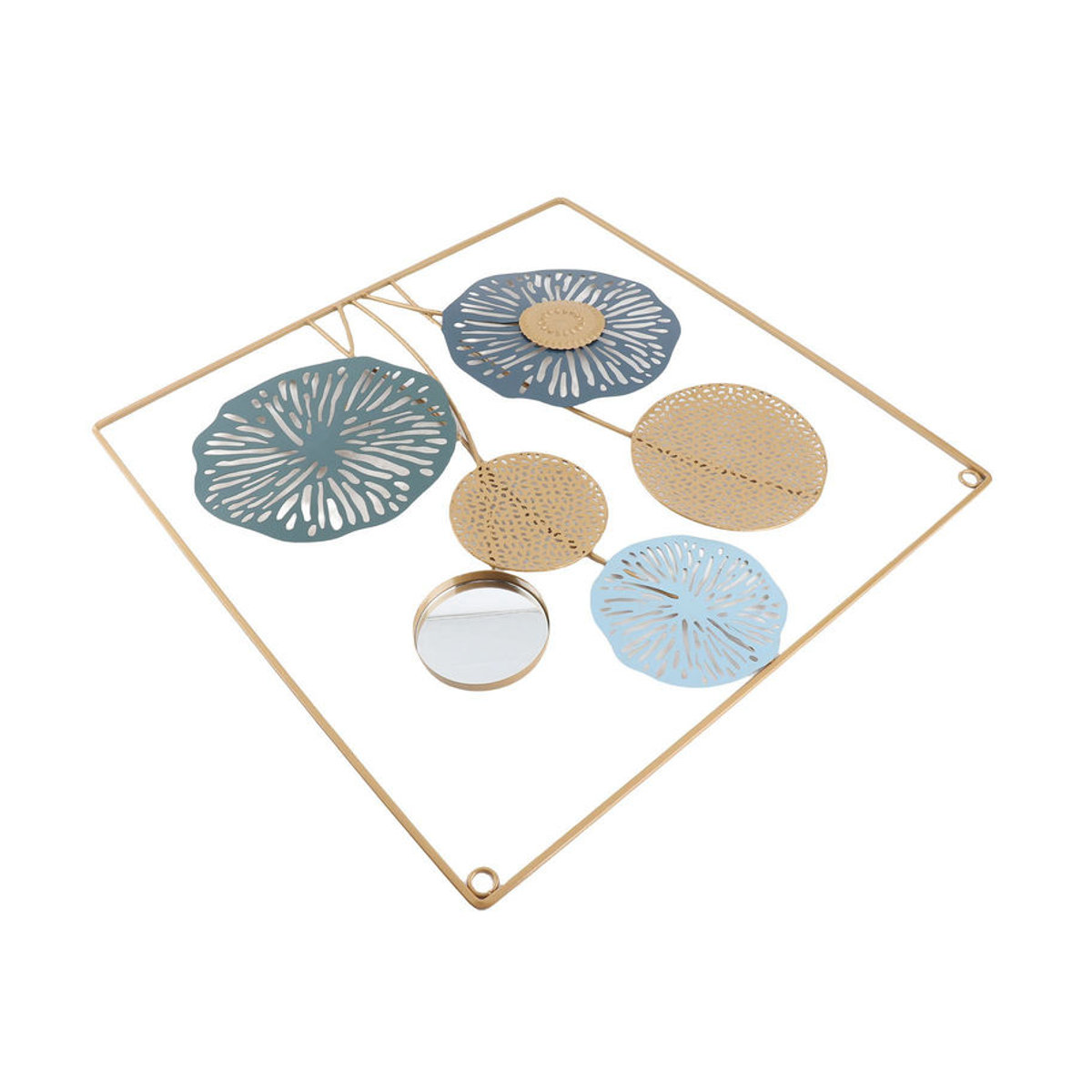 OutsideWorld Wandspiegel Modern Geometrisch und Blumen Design aus Metall und Glas, Rund, Mehrfarbig, Durchmesser: 45 cm - Bild 2