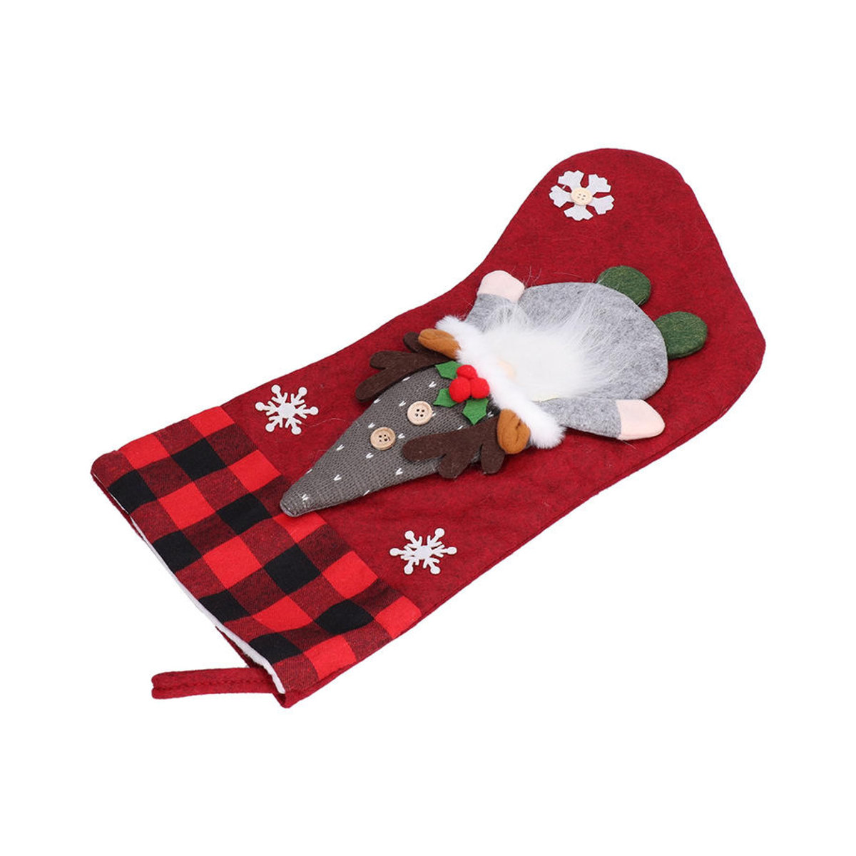 OutsideWorld Weihnachts-Hängeornament aus Textil mit Rentier und gesichtsloser Puppe in Rot - Bild 2