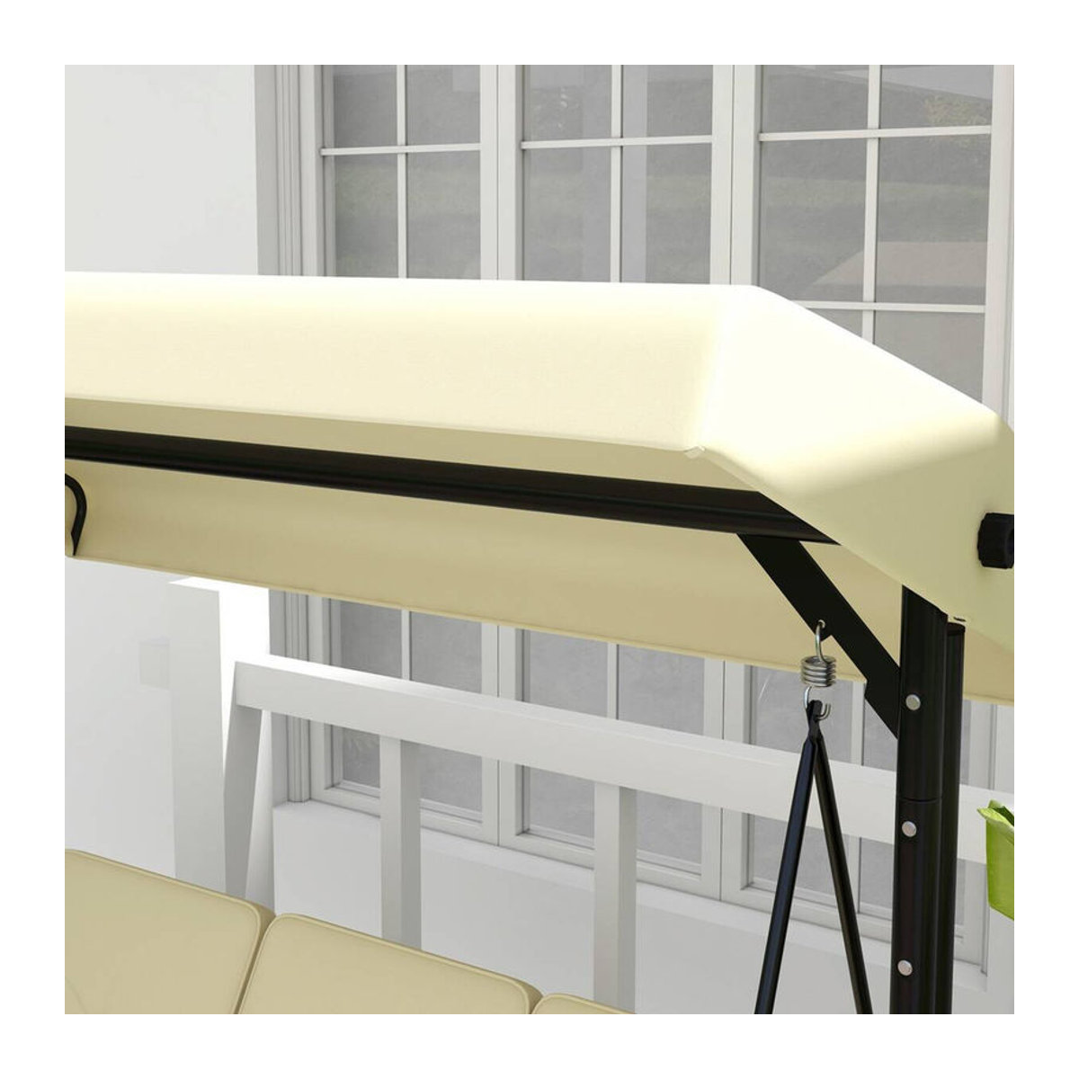 Outsunny 2 in 1 Hollywoodschaukel mit Liegefunktion und Sonnendach, 3-Sitzer Gartenschaukel in Beige, B/T/H: 195 x 117 x 175 cm - Bild 4