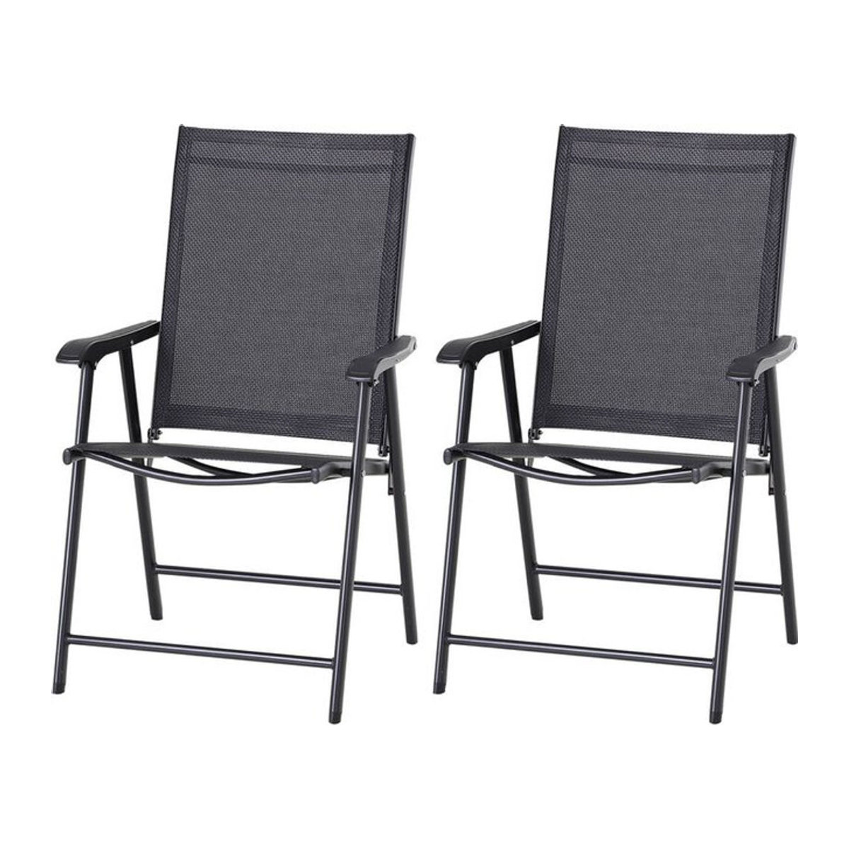 Outsunny 2er Set Campingstühle mit Armlehnen in Schwarz aus Metall und Mesh, B/T/H: 58 x 64 x 94 cm - Bild 3