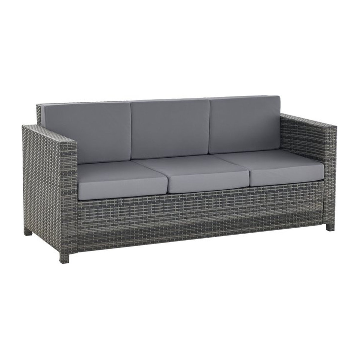 Outsunny 3-Sitzer Garten Loungesofa aus Polyrattan mit Kissen, Grau, B/T/H: 185 x 70 x 80 cm - Bild 1