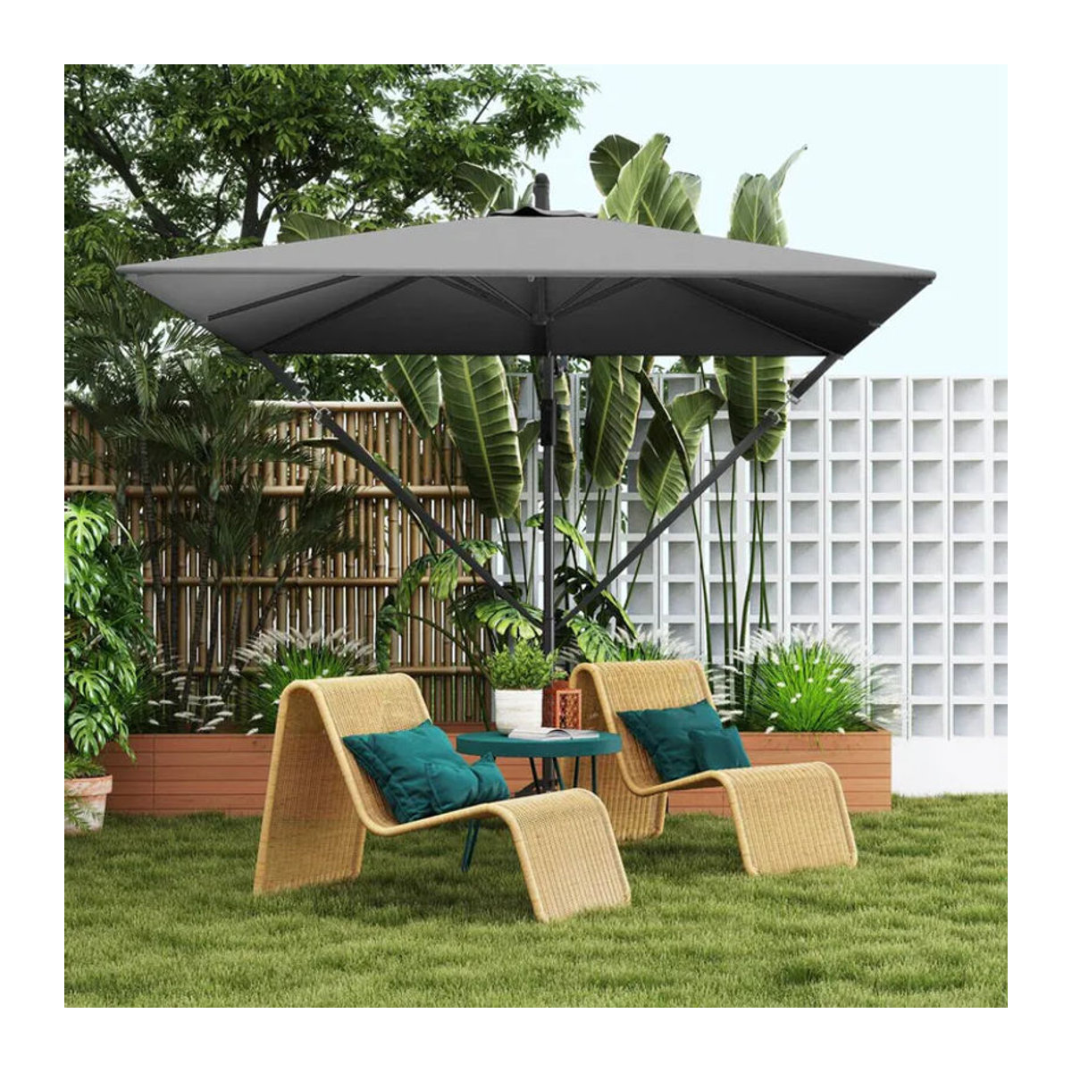 Outsunny Ampelschirm Grau mit Ständer und Abdeckung, Ø 260 cm, UV-Schutz 50+, wasserabweisend, B/H/L: 250 x 235 x 295 cm - Bild 1