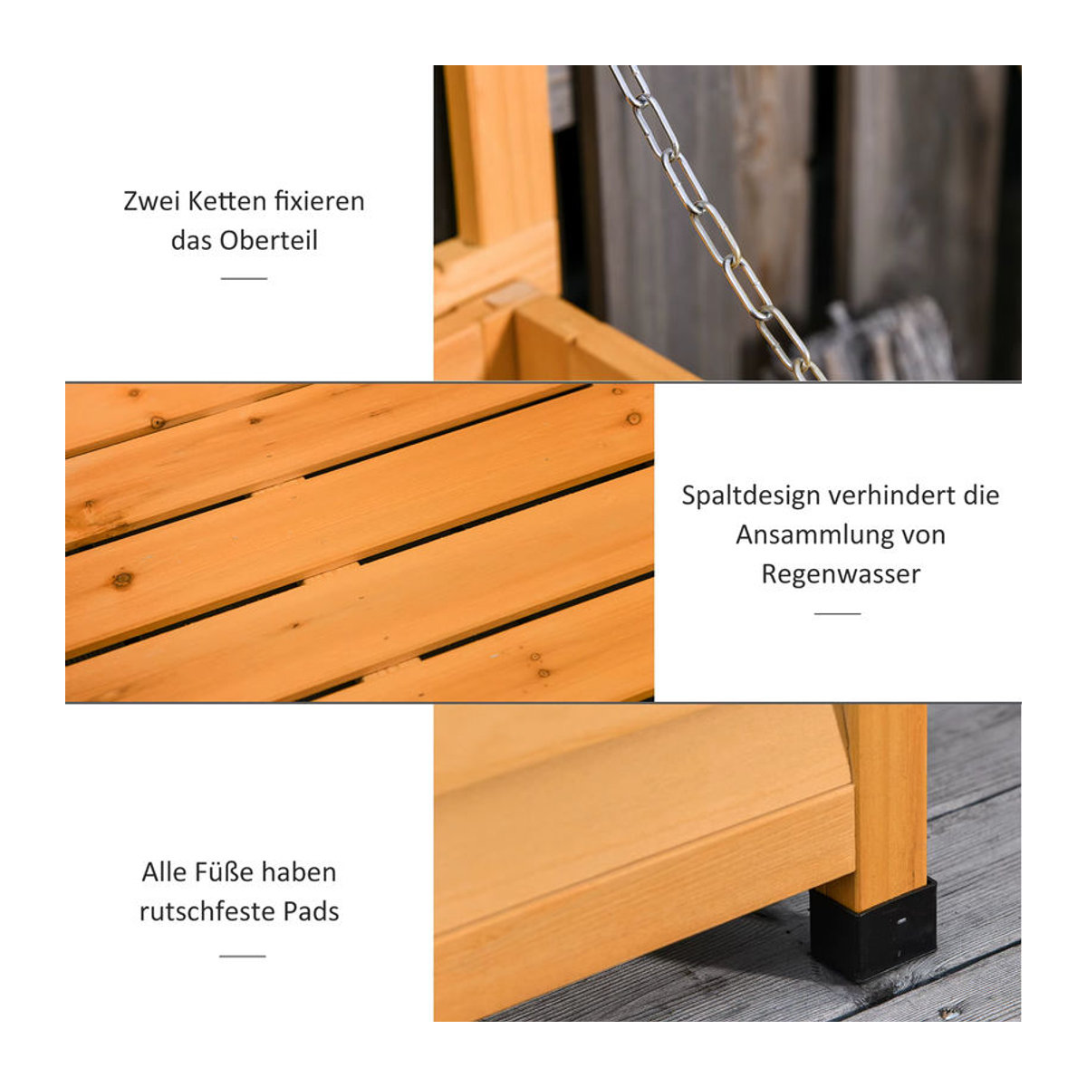 Outsunny Auflagenbox aus Tannenholz in Gelb, Volumen: 427 l, B/H/T: 127 x 60 x 56 cm - Bild 1