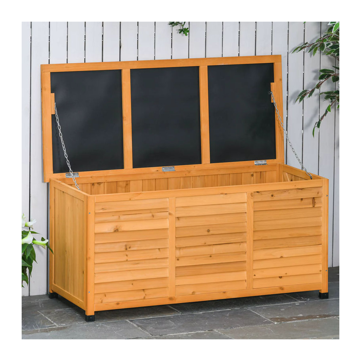 Outsunny Auflagenbox aus Tannenholz in Gelb, Volumen: 427 l, B/H/T: 127 x 60 x 56 cm - Bild 2